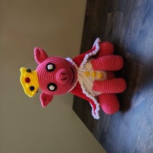 Adorable hand knit technoblade Crochet style pig King
